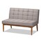Baxton Studio Sanford Mid-Century Modern Grey Fabric and Walnut Brown Finished Wood 3-Piece Dining Nook Set 184-11340-9305-Zoro - alternate 3